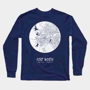 Fort Worth, USA City Map - Full Moon Long Sleeve T-Shirt